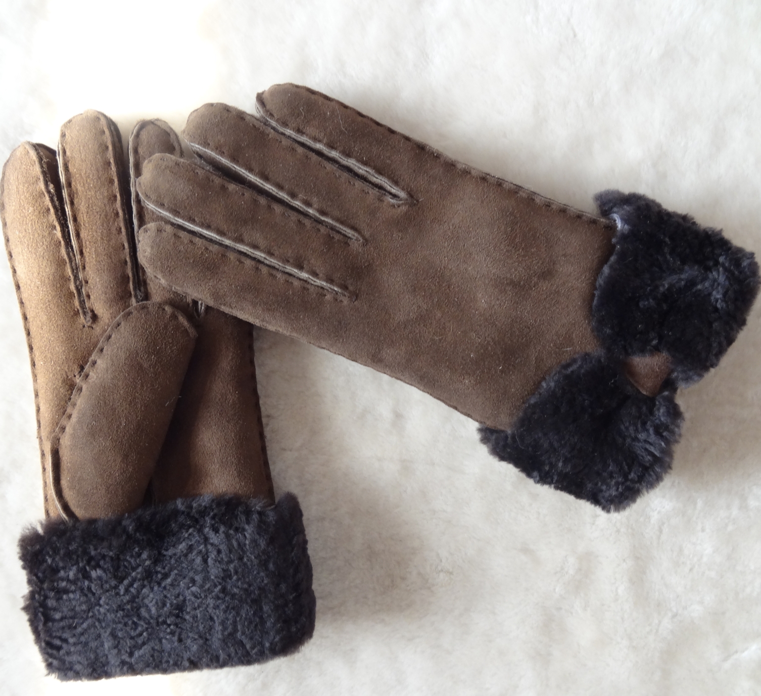 Spain merino double face lamb fur gloves butterfly glove real leather glove women gloves