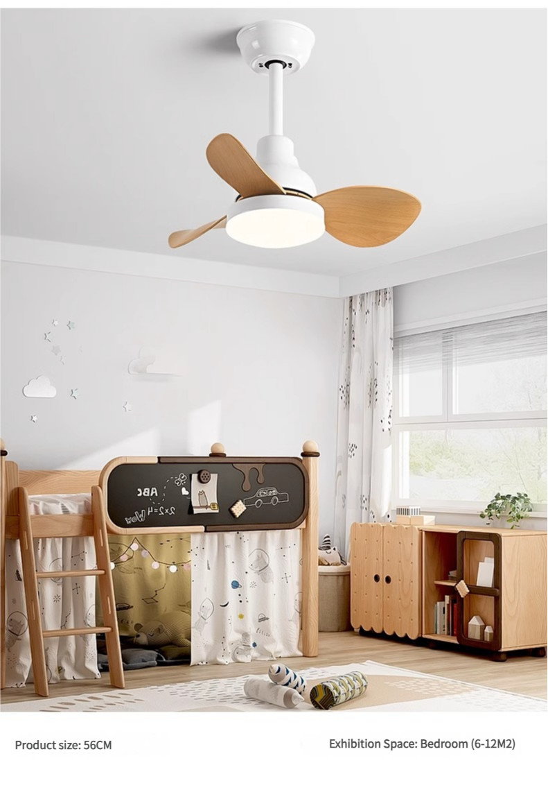 Solid Wood Ceiling Fan 22 inch Silent Fan Pendant Light Variable Frequency