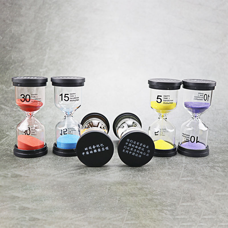Black Cap Small Hourglass Timer 30 Minutes Color Customized for Timing