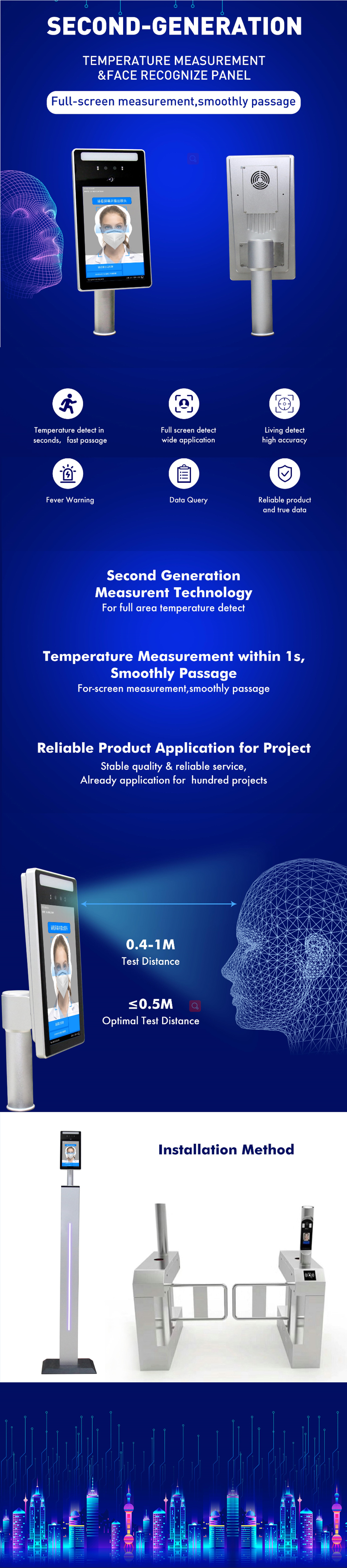 XP2020 Face Recognition Temperature Thermometer