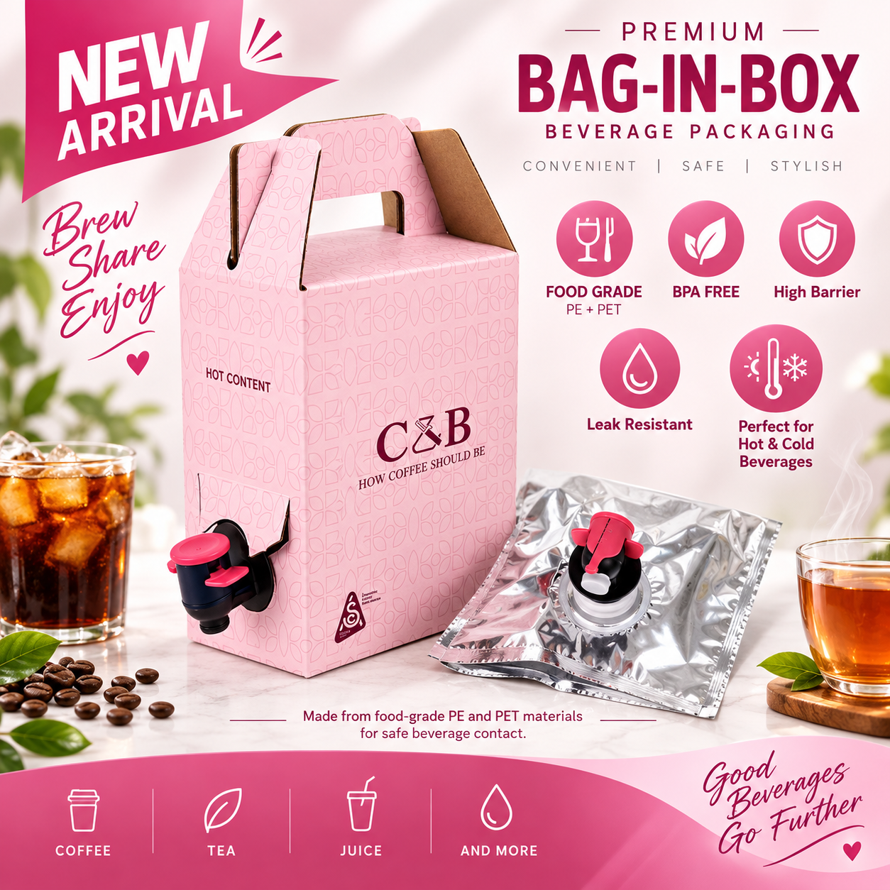 ISO certified Bag In Box plastic rectangular design suitable for packaging liquids in food beverage and chemical sectors