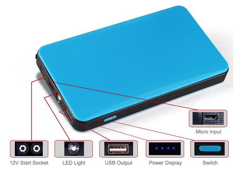Car Emergency Portable Power Bank Battery Charger 8000mAh Mini Jump Starter Car Jump Starter