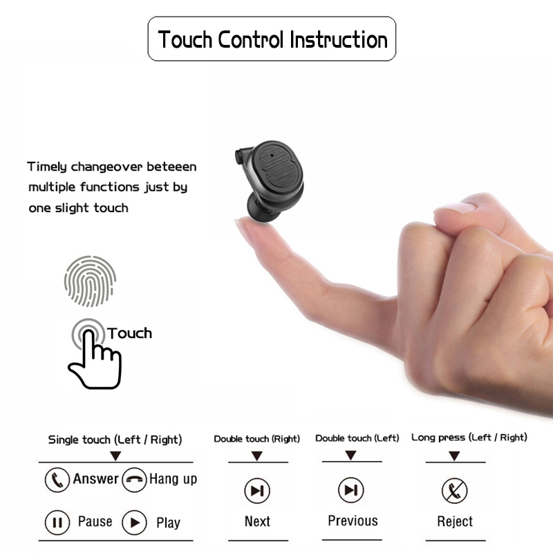 Bluetooth 5.0 Earphone True Wireless Headphones Cordless Headphone Sports Earphones Handsfree Headset Earbuds with Mic