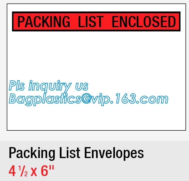 packing list envelope for AWB, packing list envelope mailing bag for express, Packing List Enclosed Envelopes, bagease