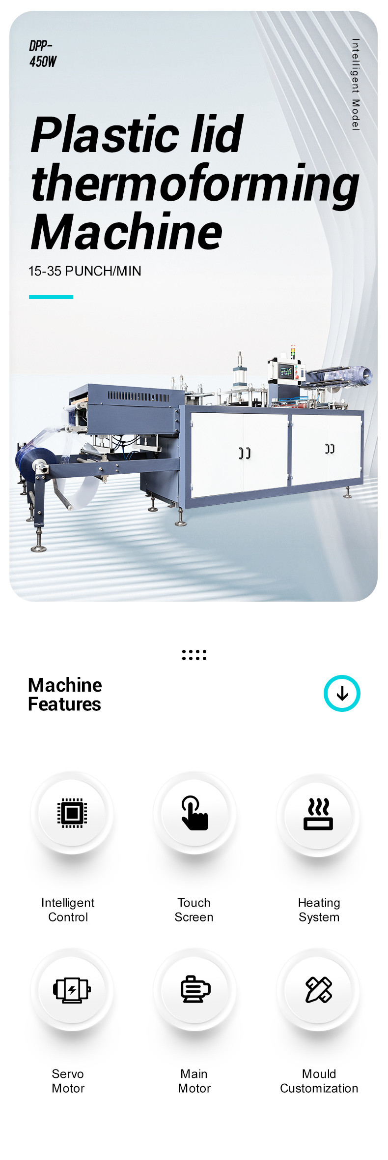 Full Automatic Plastic Cup Lid Thermoforming Machines 15-35 punch/min