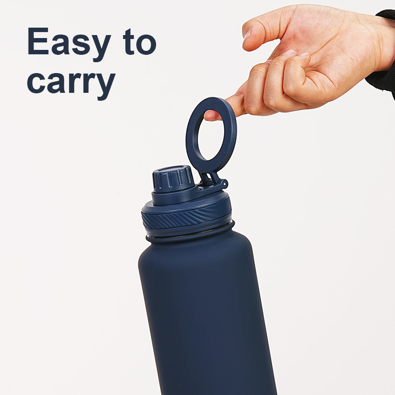 2024 New Magnetic Insulation Cup Mobile Phone Holder Water Cup Large Capacity 1L Large Mouth Stainless Steel Sports Wate