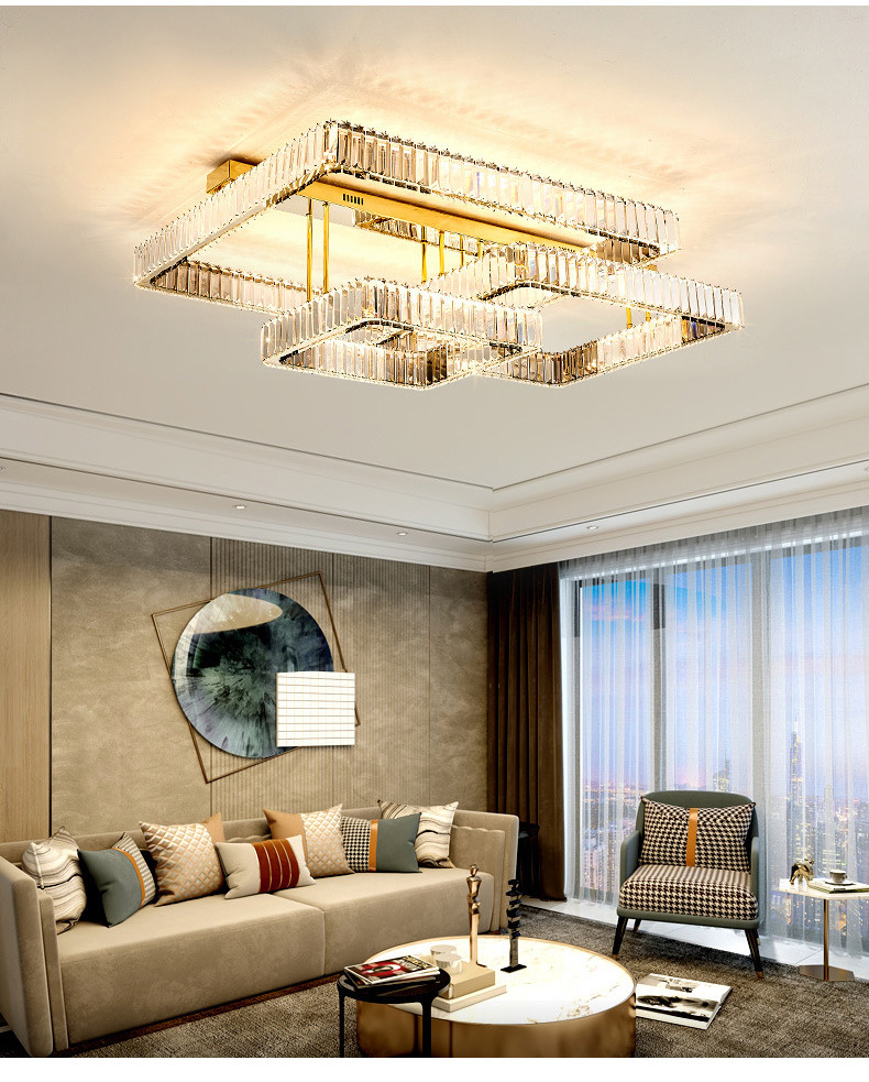 Luxury Living Room Smart Led Chandelier Modern Hall Glossy K9 Crystal Ceiling Chandelier(WH-CA-104)
