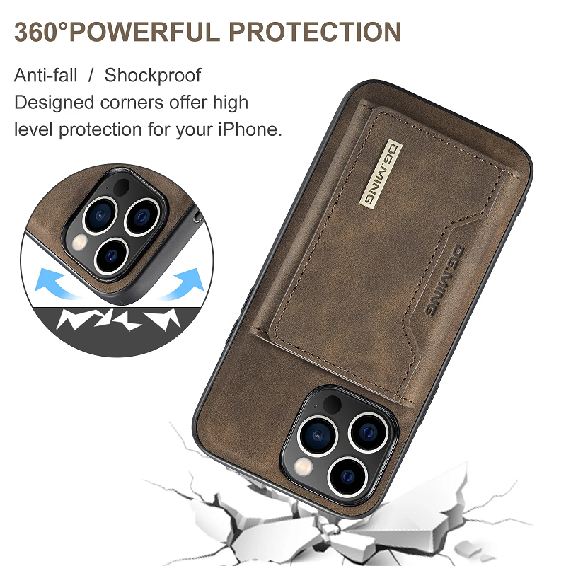 Business Design PU Wallet Case for IPhone 14 15 Pro Max 2 in 1 Magnetic Cell Phone Cover