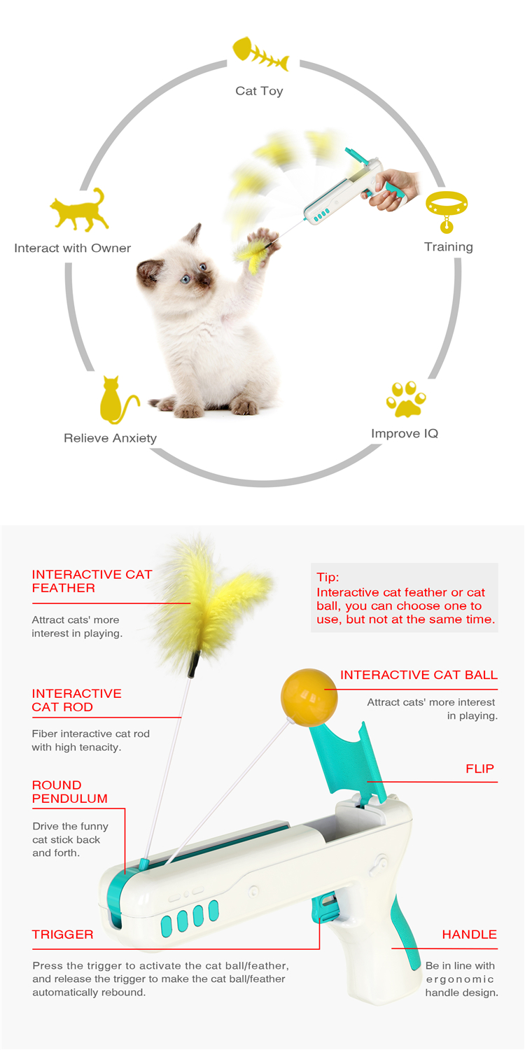 2021 New Products Custom Interactive Cat Toy Self-bouncing Feather Cat Tease Pet Toy