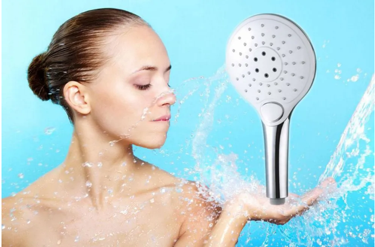 Bathroom Faucet Tap Accessories Push Button Polished Chrome Water Tap Handheld Shower Head