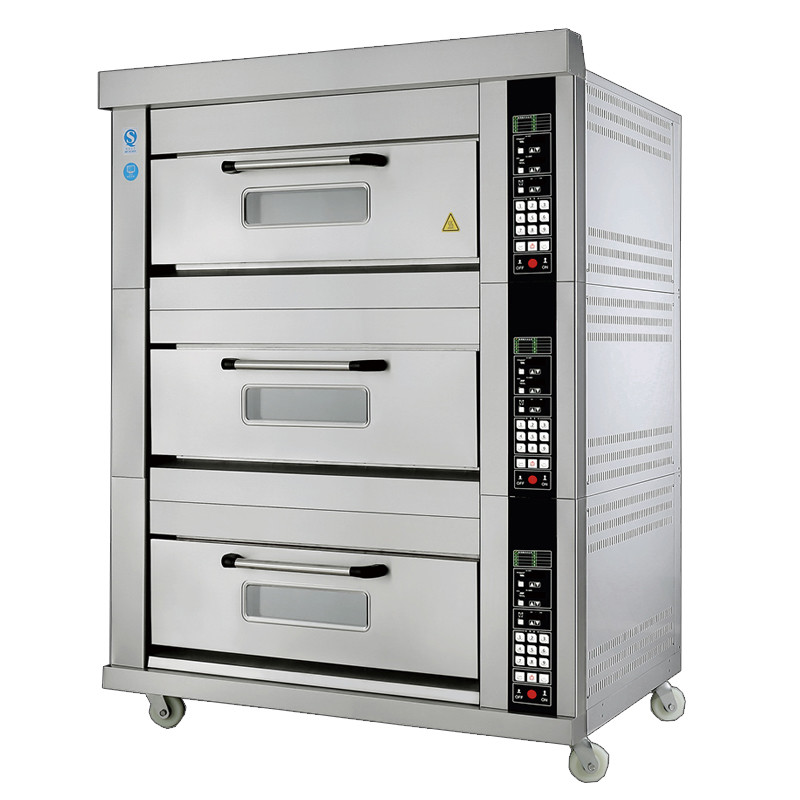 SS Automatic Gas Bread Oven 3 Decks 6 Trays Computer Version Adjustable Temperature Use Natural Gas or Liquefied Gas