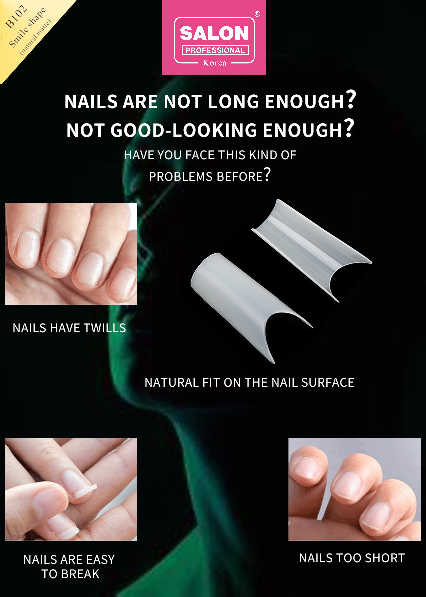 Long Sharp Shape Fake Nail Ultra-Thin Natural Clear Color Nail Tips