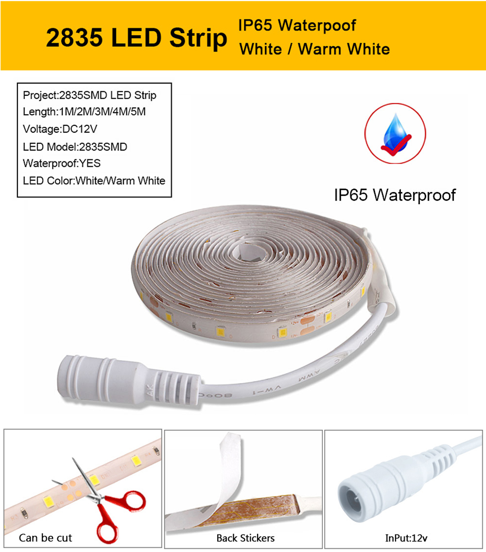 1M 2M 3M PIR Sensor Led Strip Light IP65 Waterproof For Indoor Home