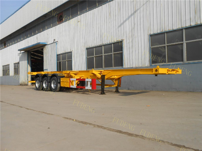 Three Axles 40 Foot Skeletal Semi Trailer Mechanical Leaf Spring Suspension