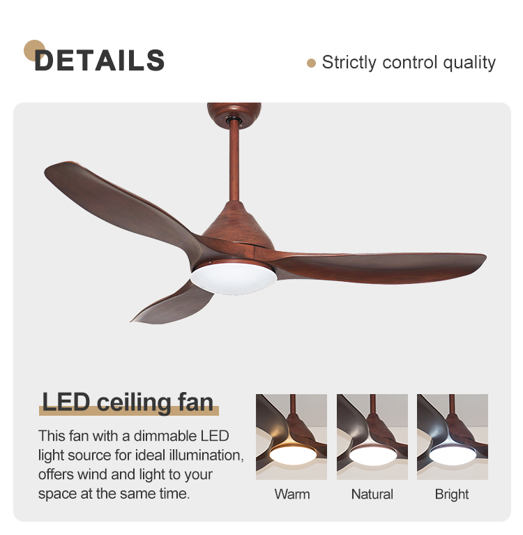 110-240V/50Hz-60Hz Low Noise ABS Blades Ceiling Fans with LED Lights and Remote Control