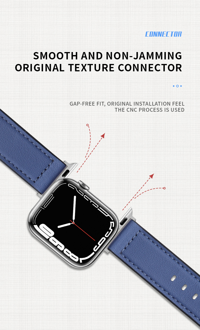 22mm Silicone Leather Watch Strap for iWatch Series 6 5 4 3 2 1 SE Luxury and Durable