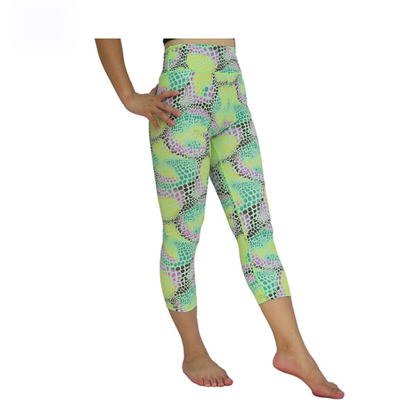 Fashion Breathable Yoga Workout Clothes , Ladies Gym Leggings 3/4 Length