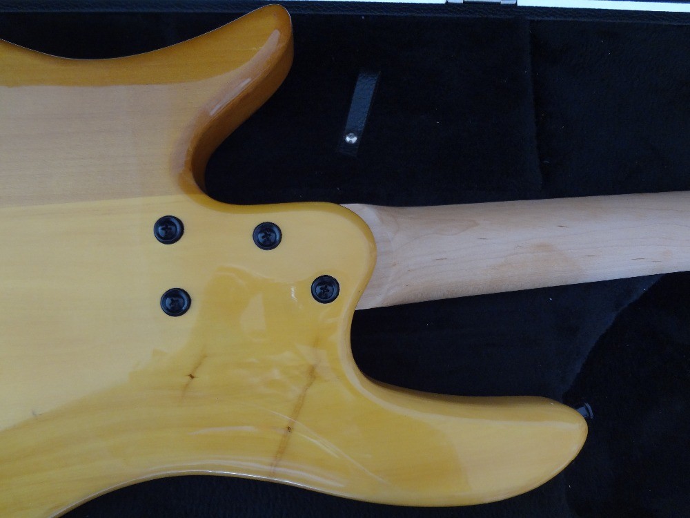4 string bass guitar Fodera custom bass guitar Alder with flamed maple top Taiji design body MOP inlay logo