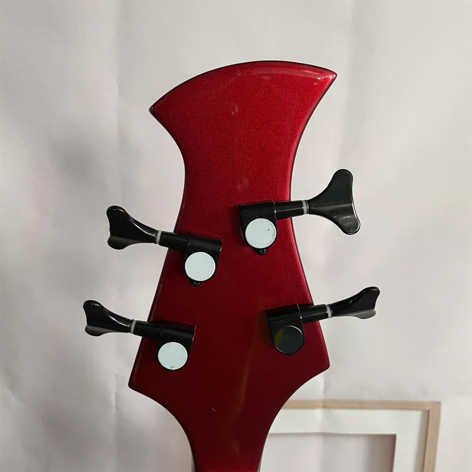 Custom Special Irregular Body Shape Transparent Red Electric Bass Guitar 4 Strings Basswood Body