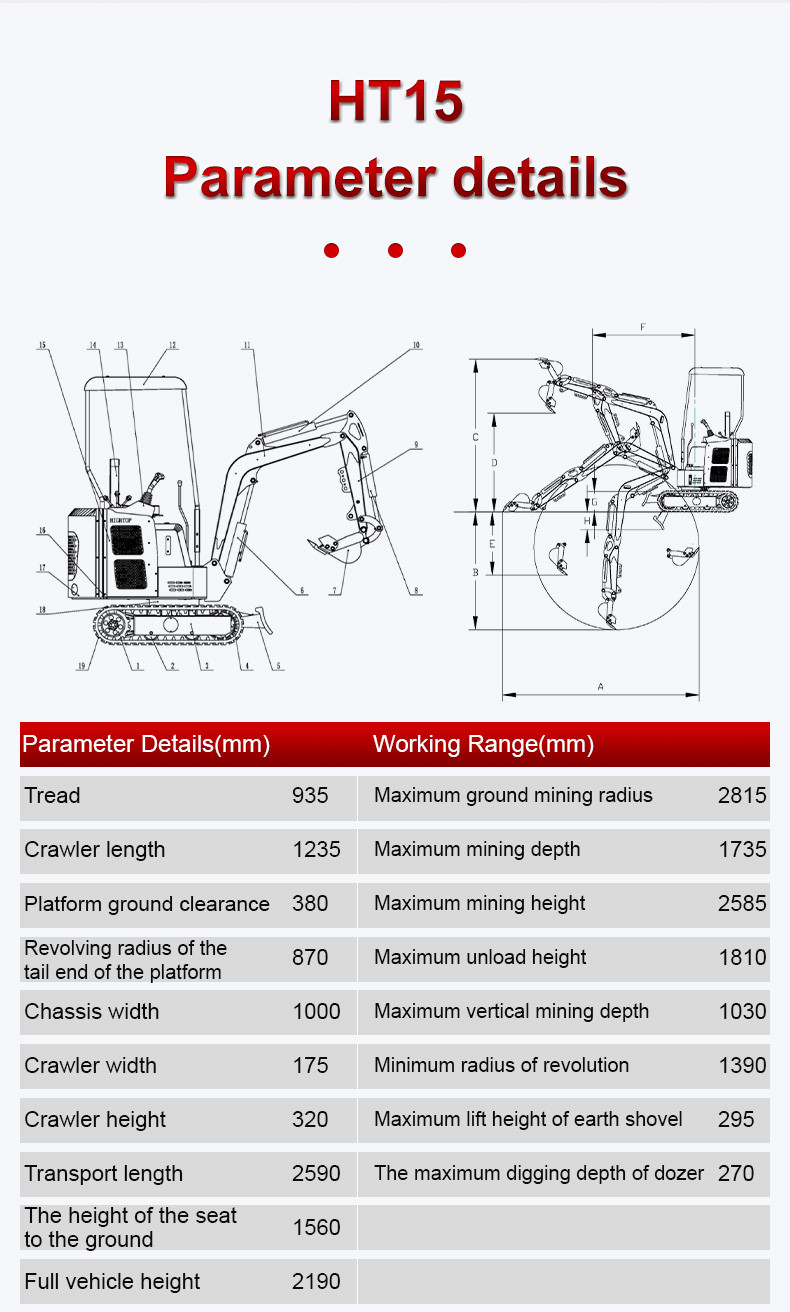 1500kg Small Crawler Excavator Full Hydraulic Pilot Compact Digging Machine