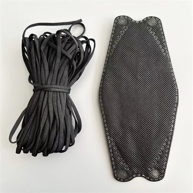 Flat Stretchy Ear Loops Band Black Po Korea KF94 Face Mask 2.5-7mm