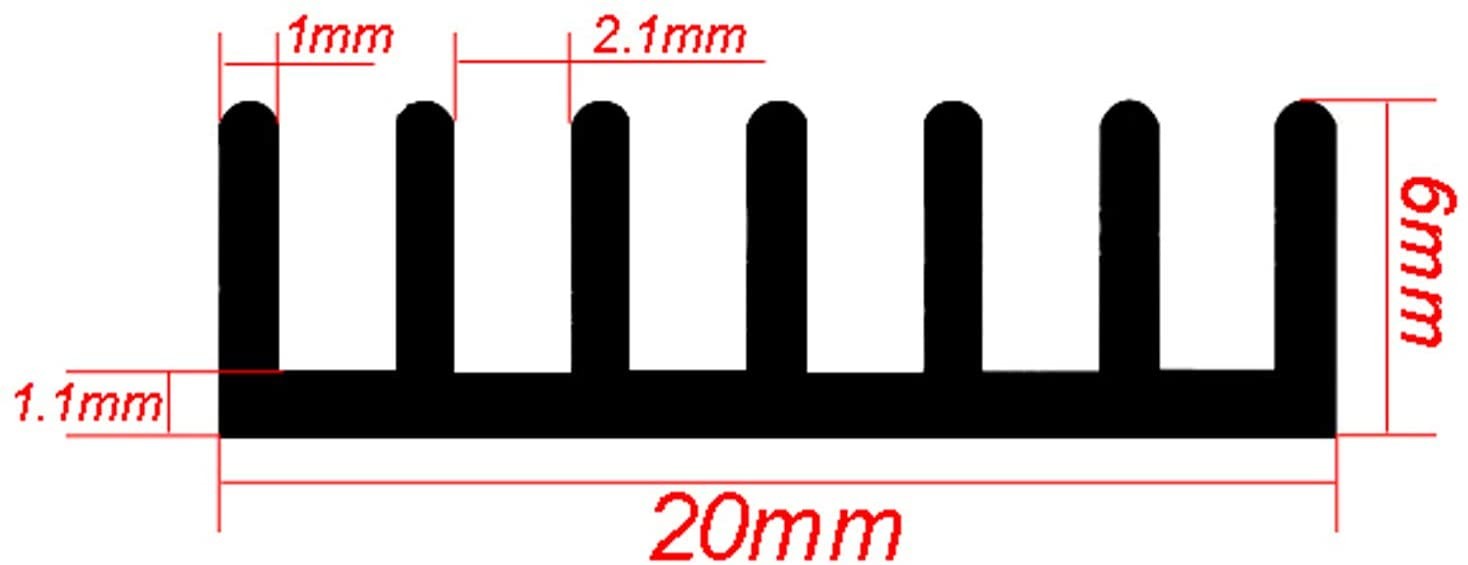 1.1mm Thick Heat Sink Aluminum Profiles Rectangular Chip Fins For Pc Computer