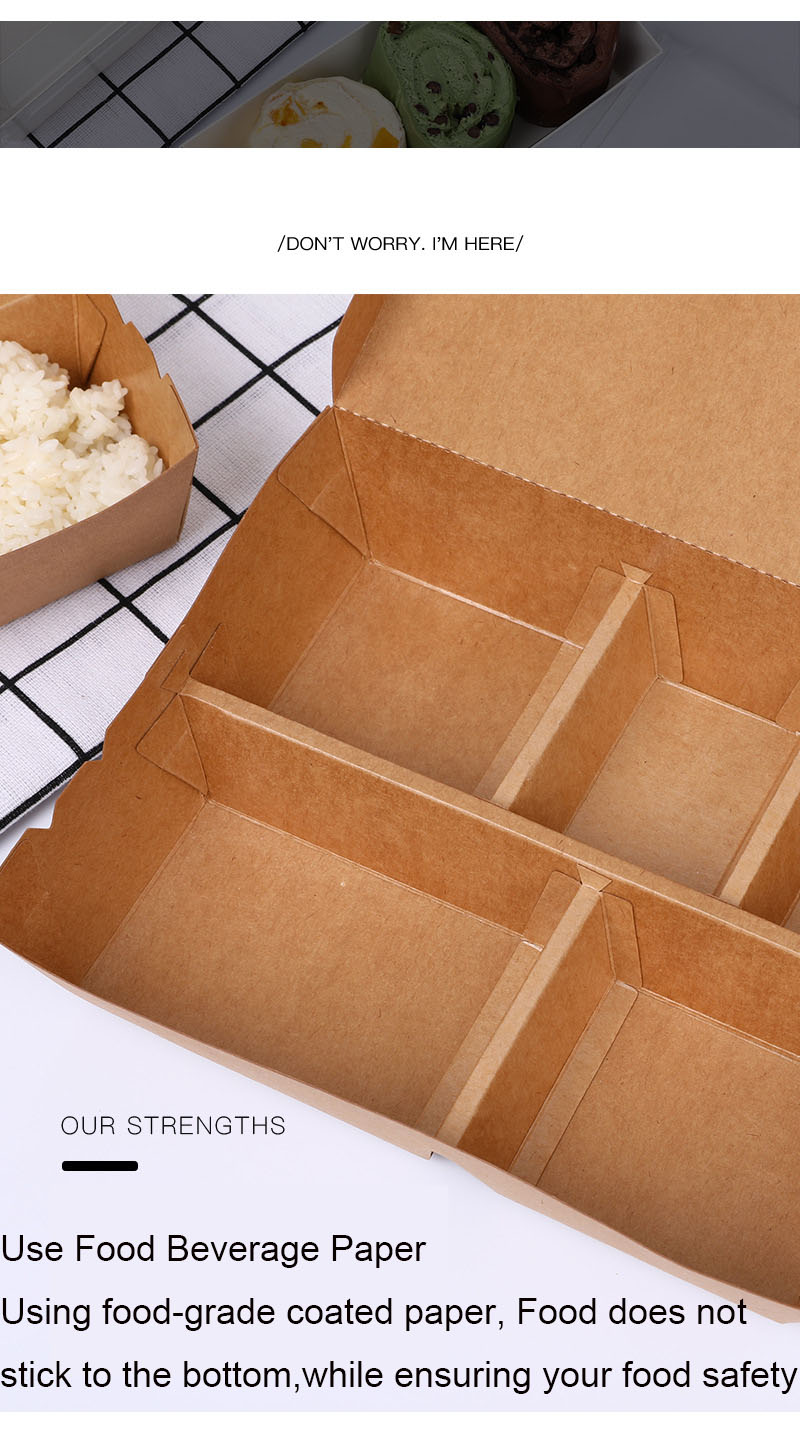 Craft Paper Printed Container Tray for Sushi Food Slim Japanese Packaging Take Away Disposable