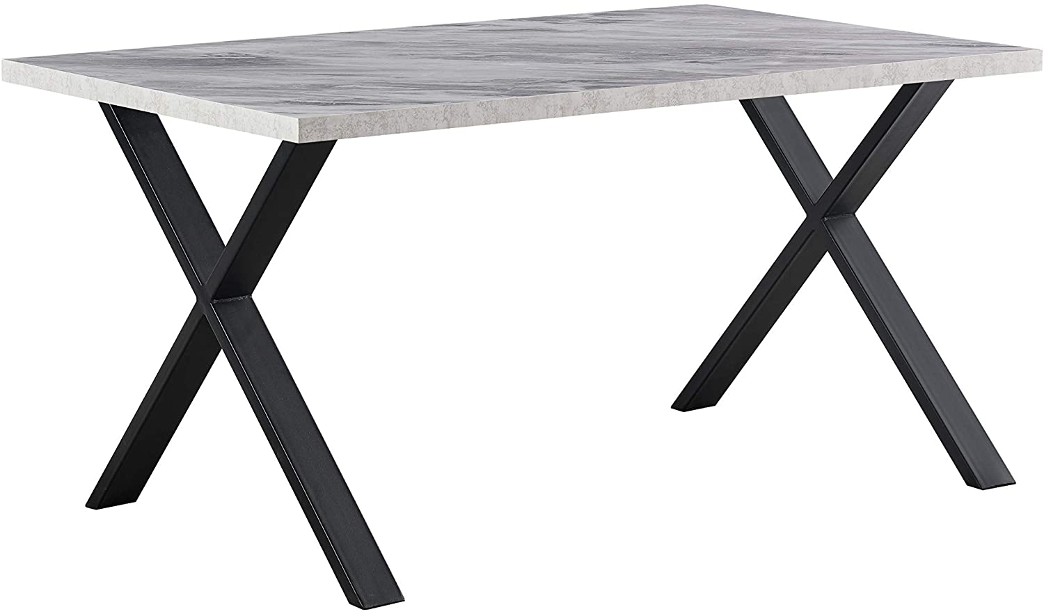 X Shaped Frame Legs for Black Industrial Rustic Metal Dining Table in Office Interior