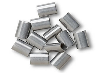 Various stainless steel sleeves used to match cable mesh perimeter rope and perimeter strand