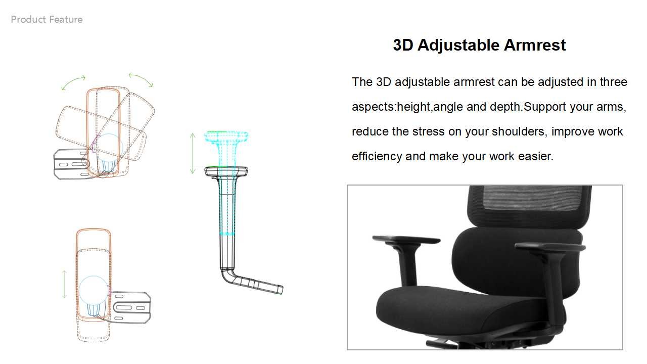 Home Office Chair with 3D Adjustable Armrest Desk Chair High Back Mesh Computer Chair with 3D Adjustable Headrest