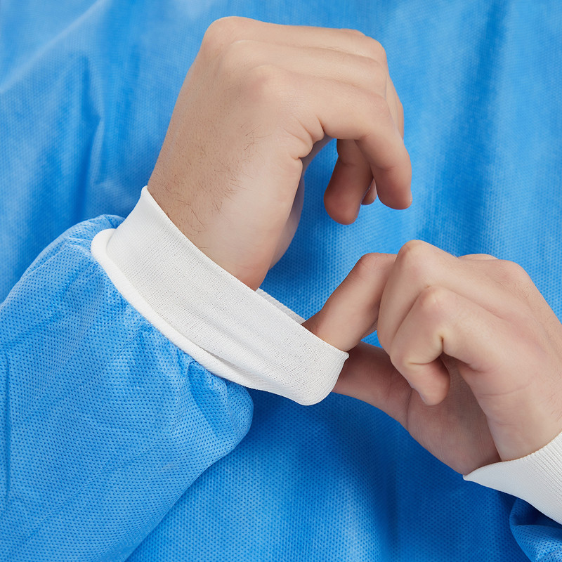 Elastic v neck Nonwoven SMS Disposable Surgical Gown against bacteria