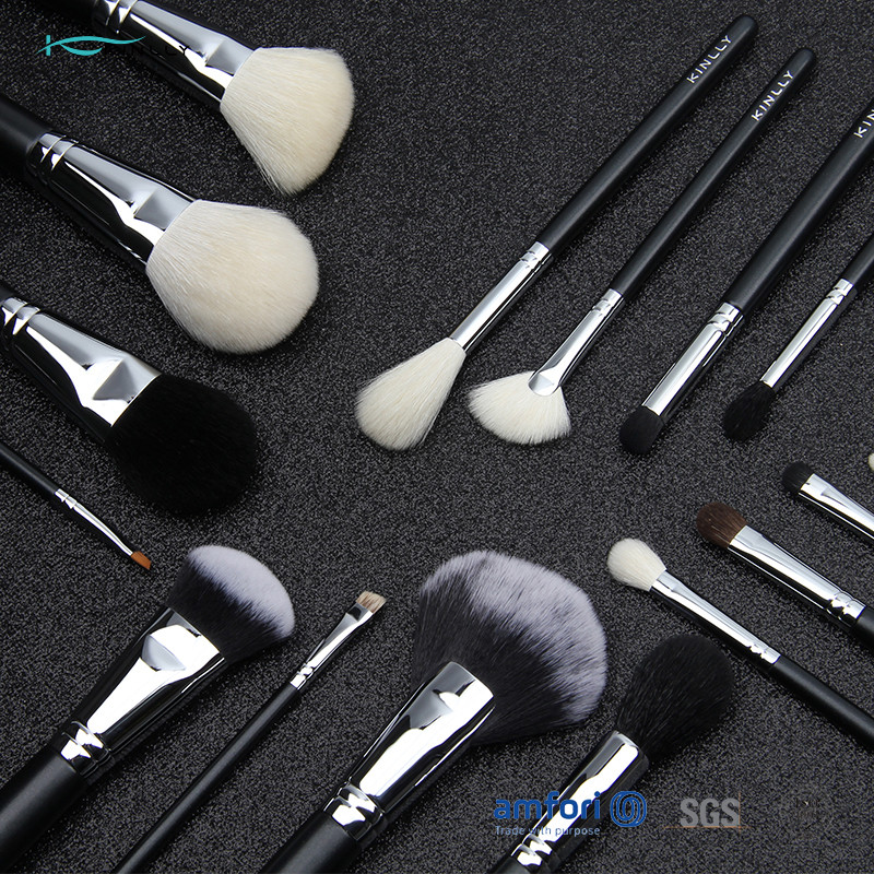 Black 20pcs Cooper Ferrules Makeup Set With Brushes
