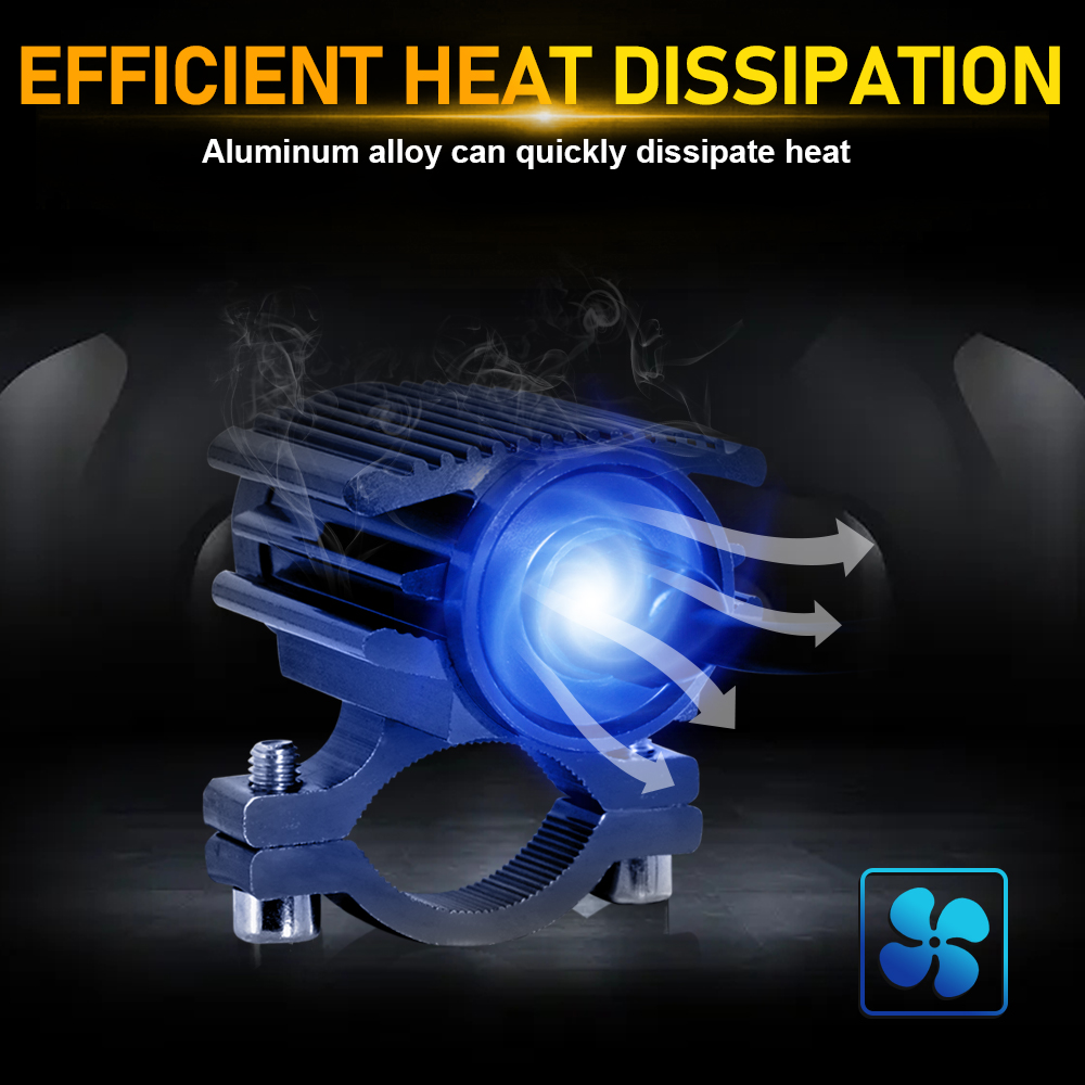 White Yellow Flash Motorcycle Spotlight LED Light External Mini Driving Light