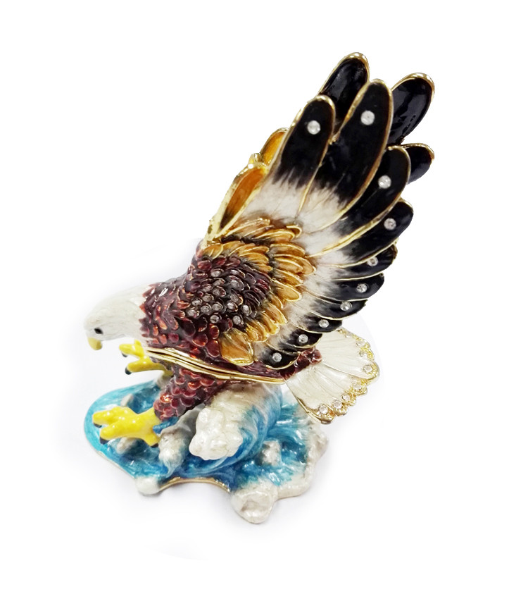 Eagle birds design jeweled enamel trinket box eagle bird enamel trinket boxes