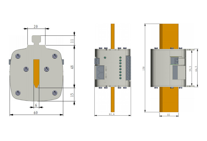 RS485 Voltage AC DC Current Sensor With 8 Input Terminals