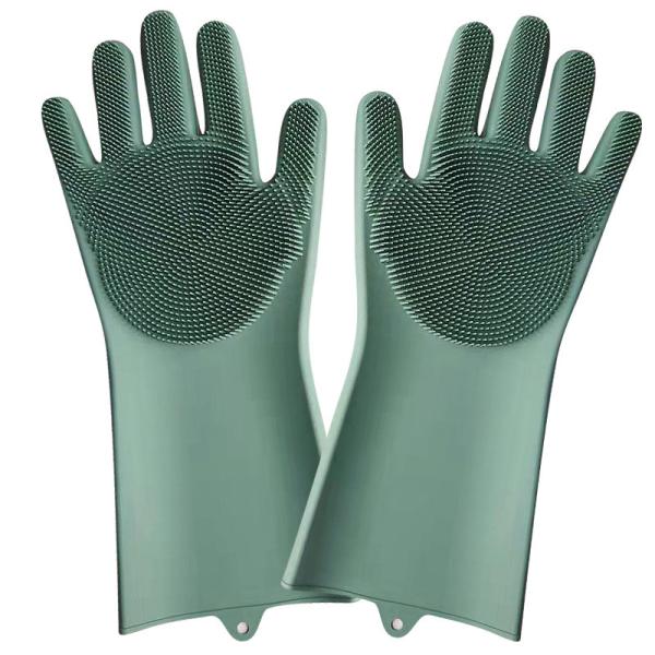 Cleaning Silicone Sponge Dishwashing Gloves Reusable Brush Scrubber Gloves For
