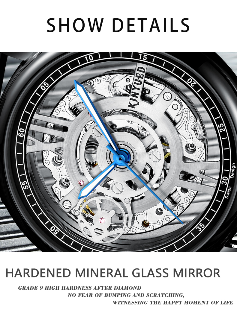Full Hollow Out Luxury Mechanical Watches Stainless Steel Mechanical Watch