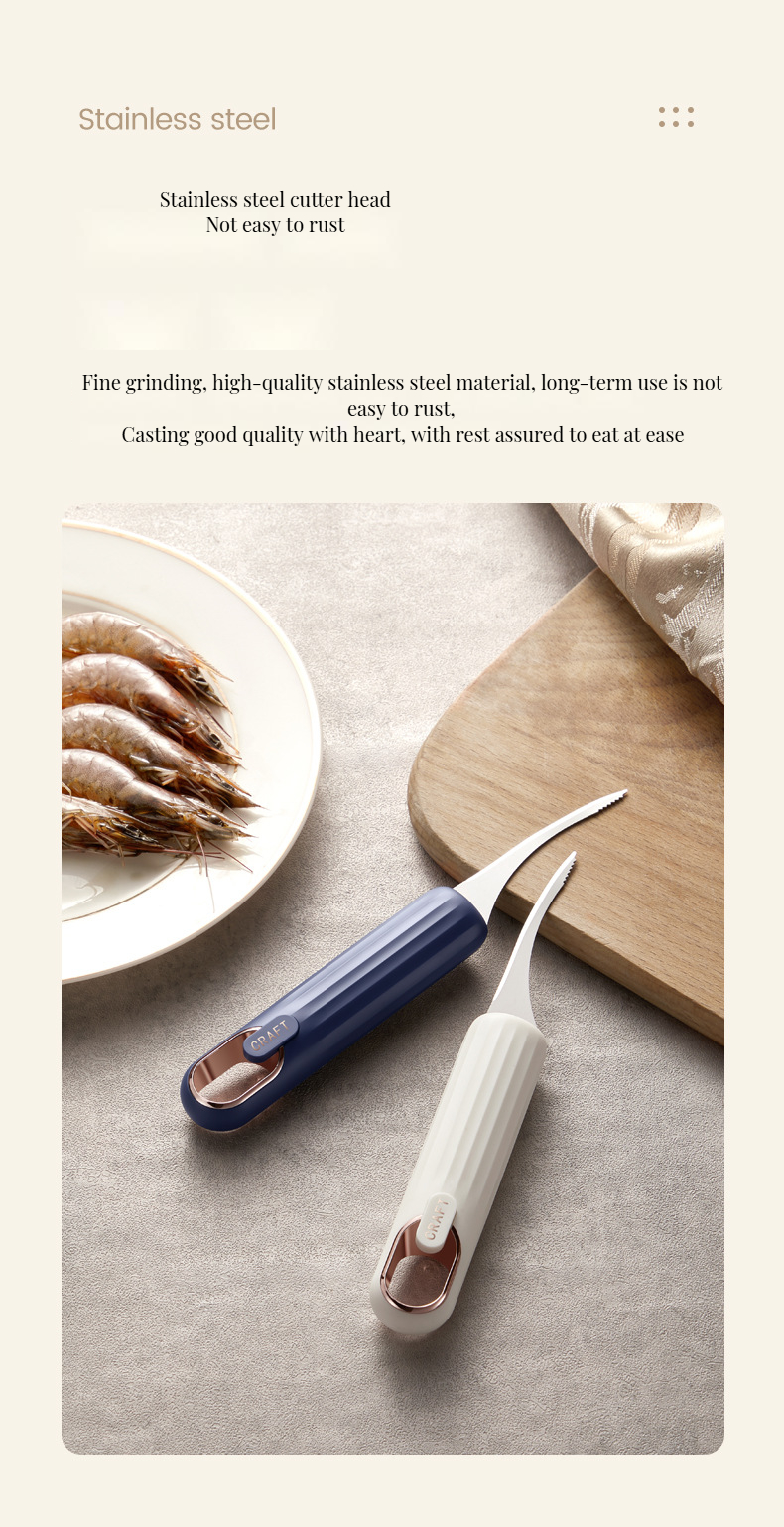 Home Seafood Processing Tool Sustainable Shrimp Deveiner Peeler Wooden Kitchen Utensil