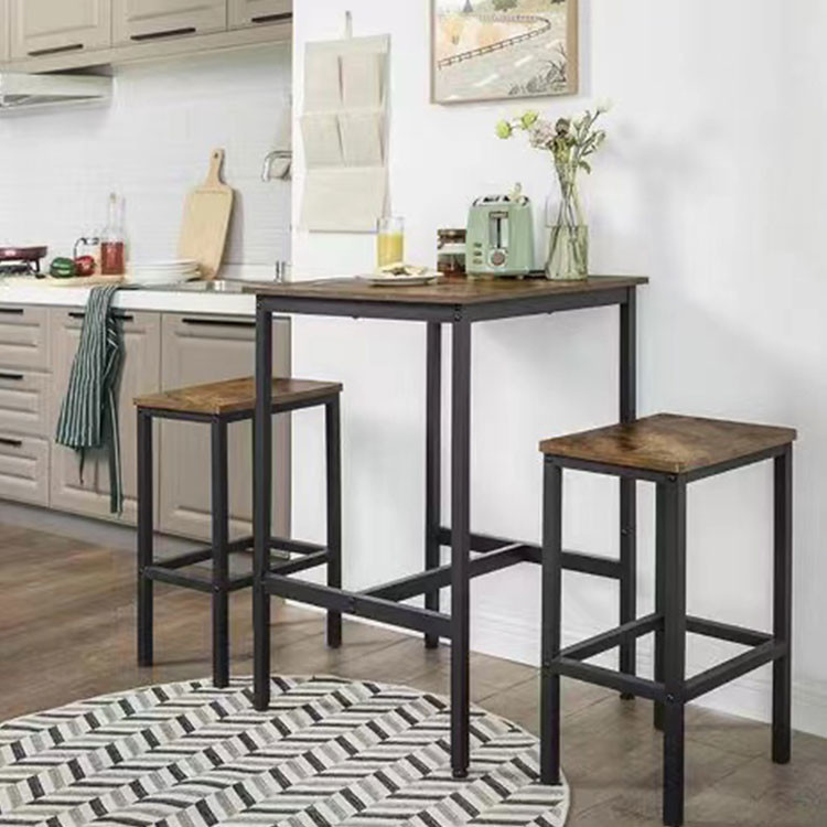 Industrial Style Bar Table Stool Set Wooden 1.2m With PVC Edging
