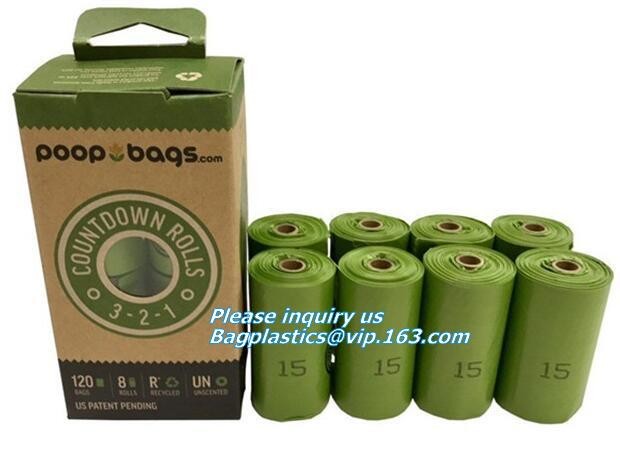 Doggy Poo Bags Compostable Doggie Dog Poop Bags Custom Printed, Disposable Compostable Doggie Biodegradable Pet Dog Wast