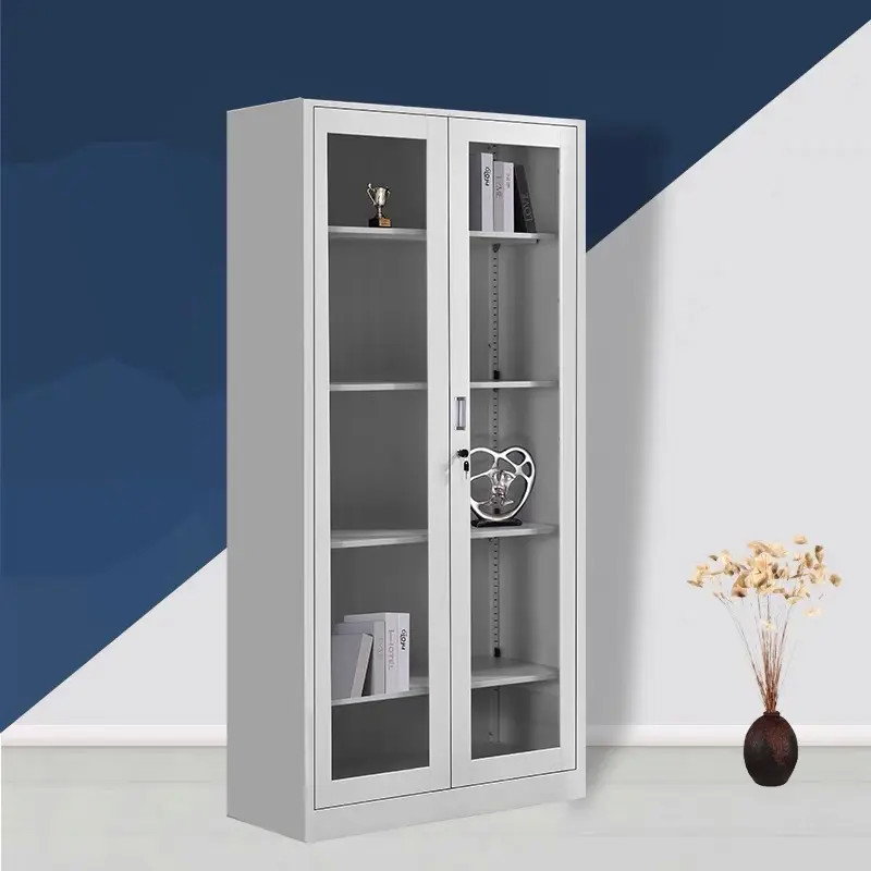 Modern Steel Glass Swing Door Cupboard Powder Coating