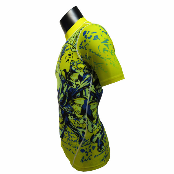 Short Sleeve Green Bodybuilding Compression Shirts / Weightlifting Compression Shirts
