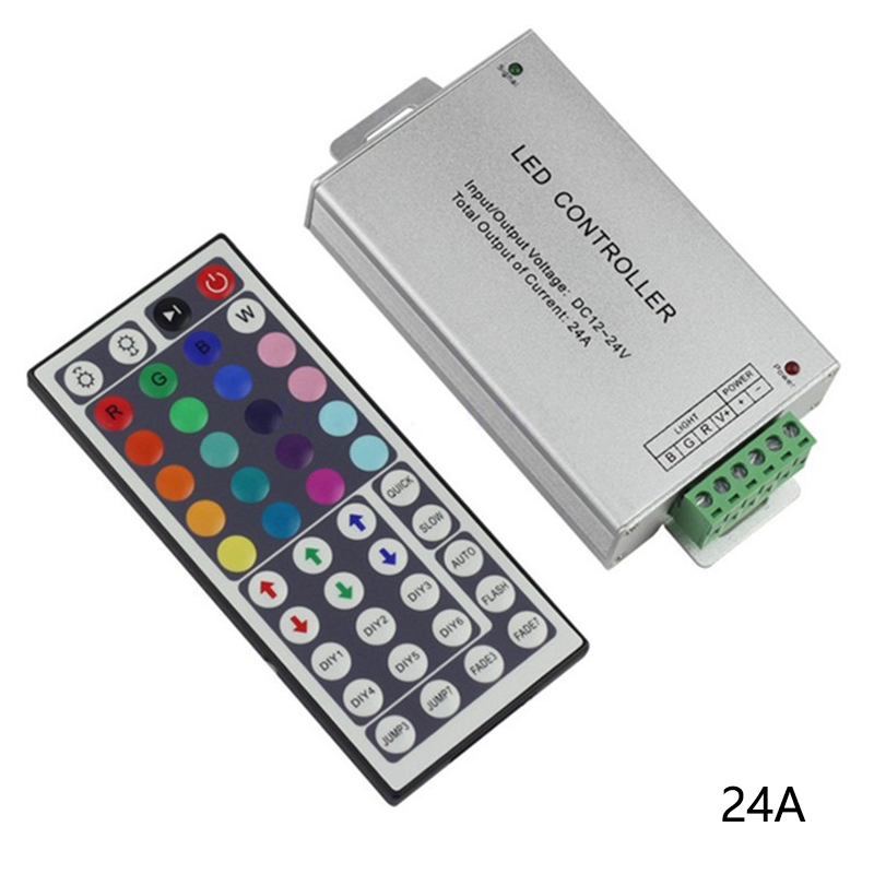 Aluminum Case 44 Key RGB LED Controller 12A 24A For RGB Strip Light