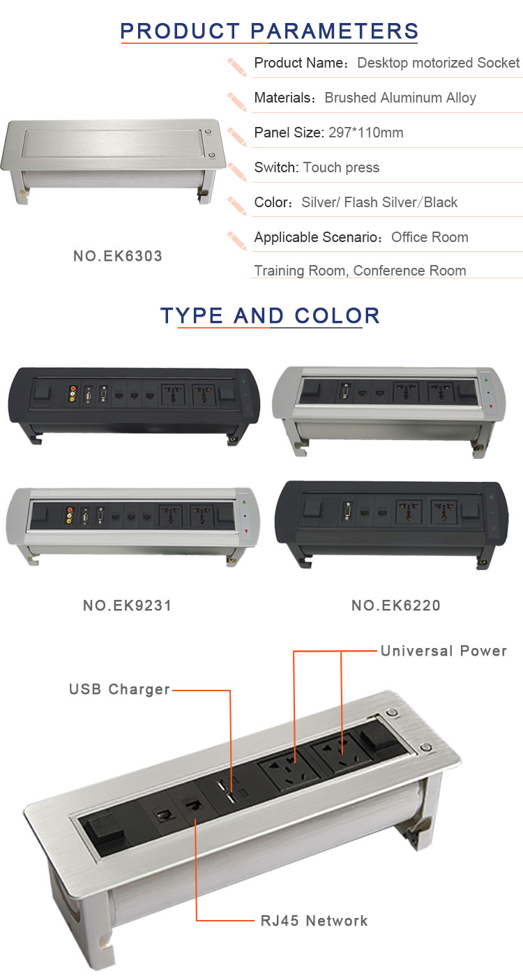 Dual USB charger table mount power extension electric desktop power socket