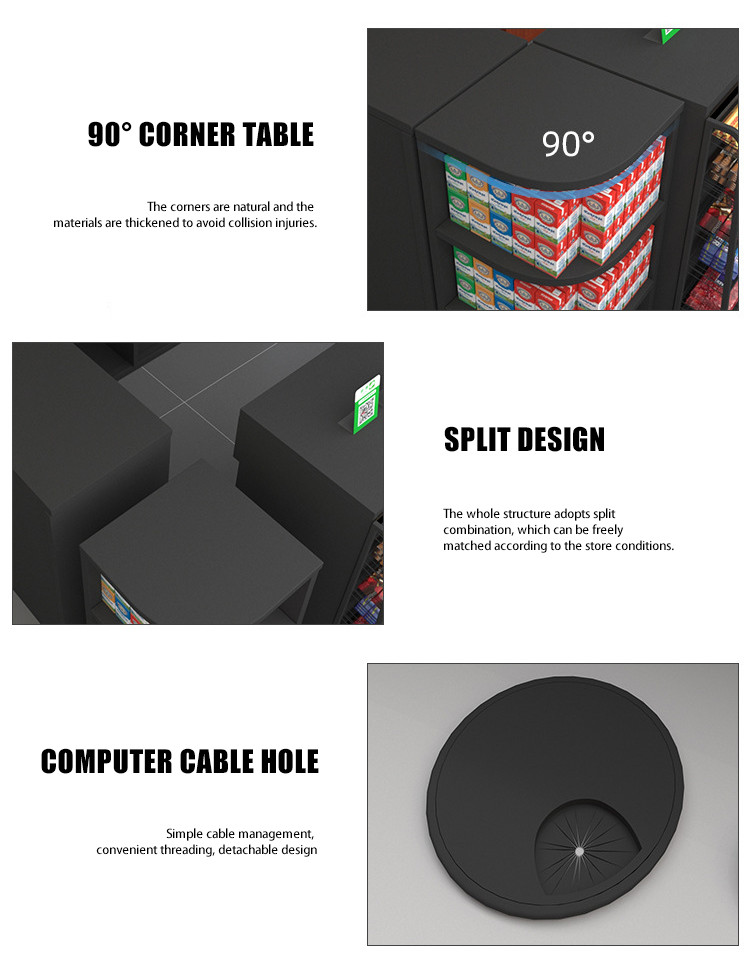 Customizable Stainless Steel Supermarket Checkout Counter With Conveyor Belt