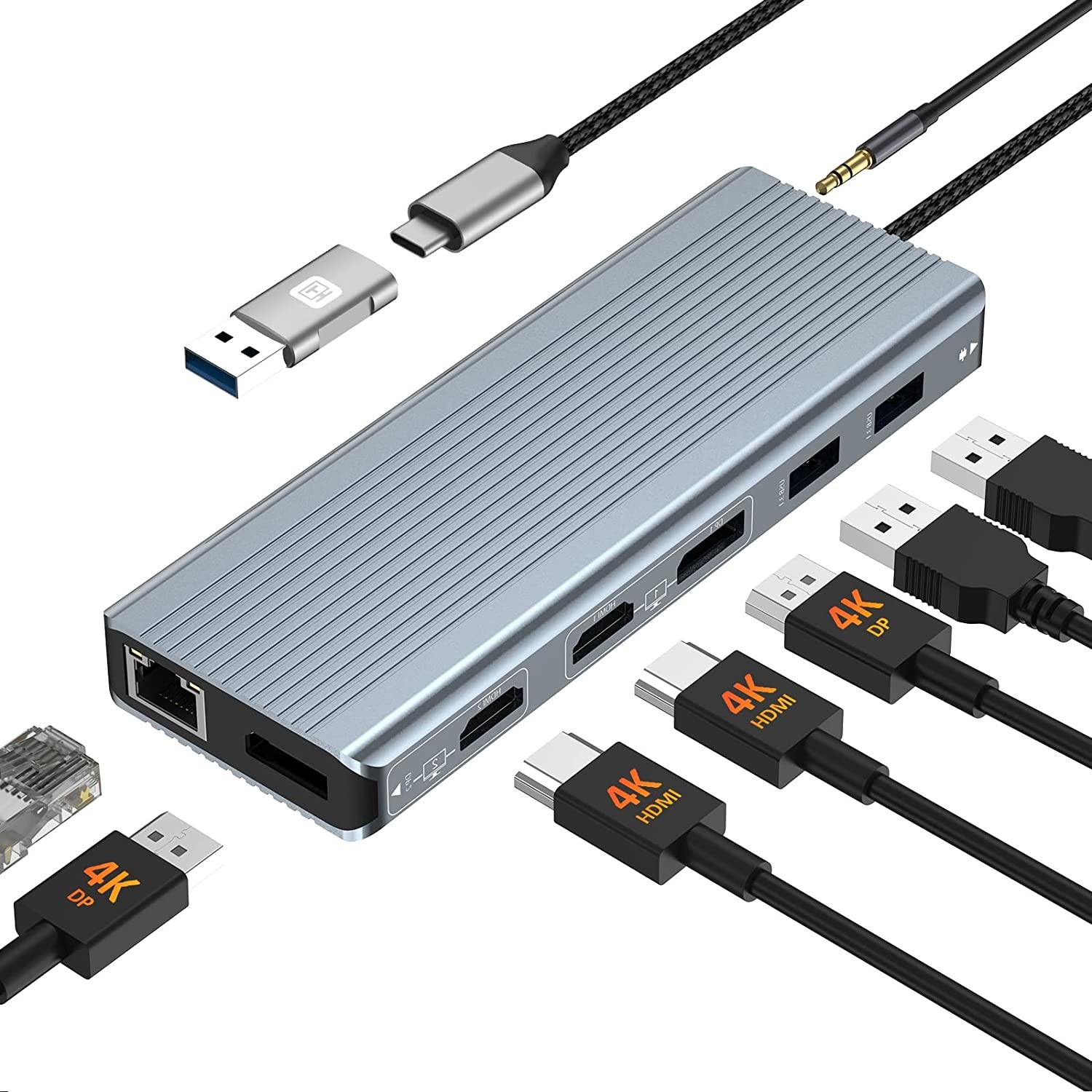 Usb-C Hub Docking Station Hdmi Dual Monitor Adapter For Laptop Docking Station