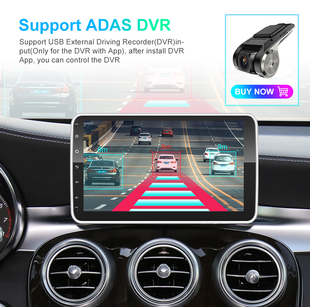 Universal 10.36' IPS Android Car Radio GPS Wifi 1 Din Touch Screen Carplay HD Camera