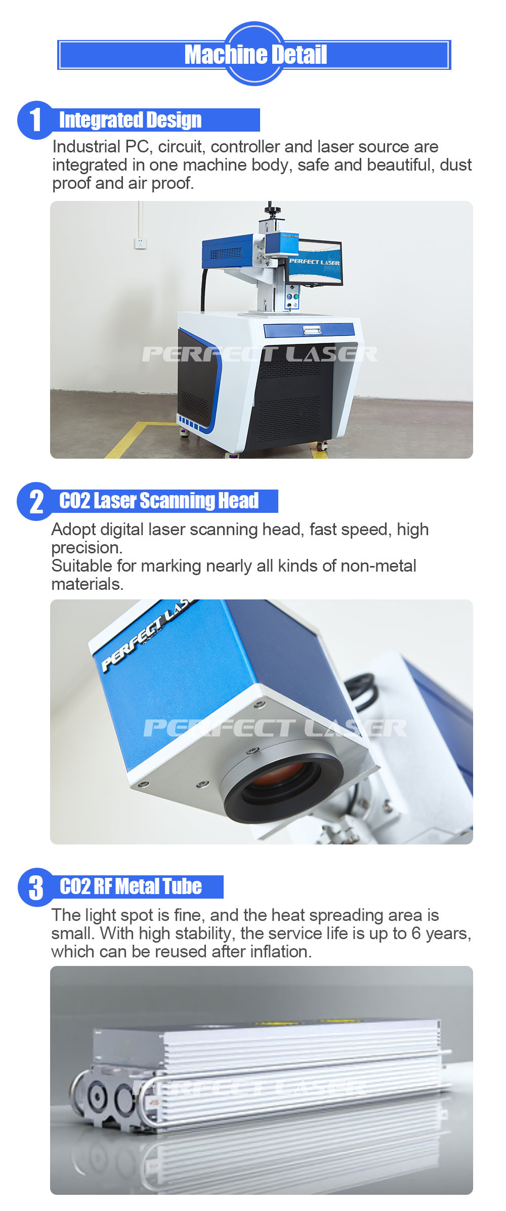Data Networking Co2 Laser Marking Machine 110×110mm 10W/30W/60W Fast Speed