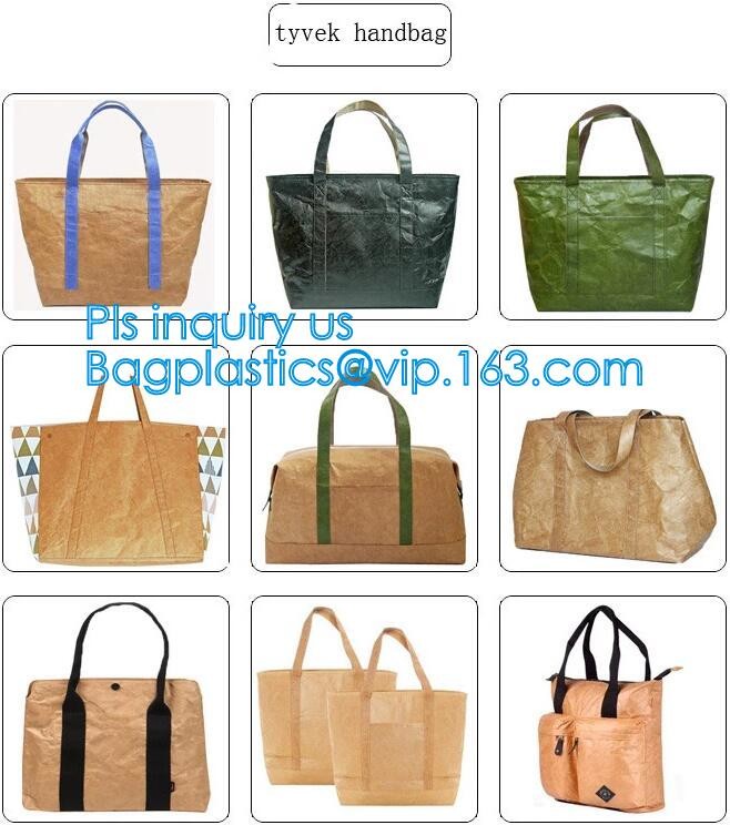 Cheap Lightweight Cheap Brown Custom Made Print Logo Water-proof Tyvek Paper Tote Shopping Bageco reusable promotion gif