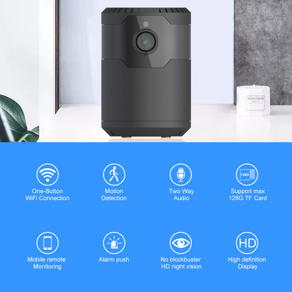 Mini indoor 1080P small button battery Power Audio pick up function 2.0MP surveillance battery camera